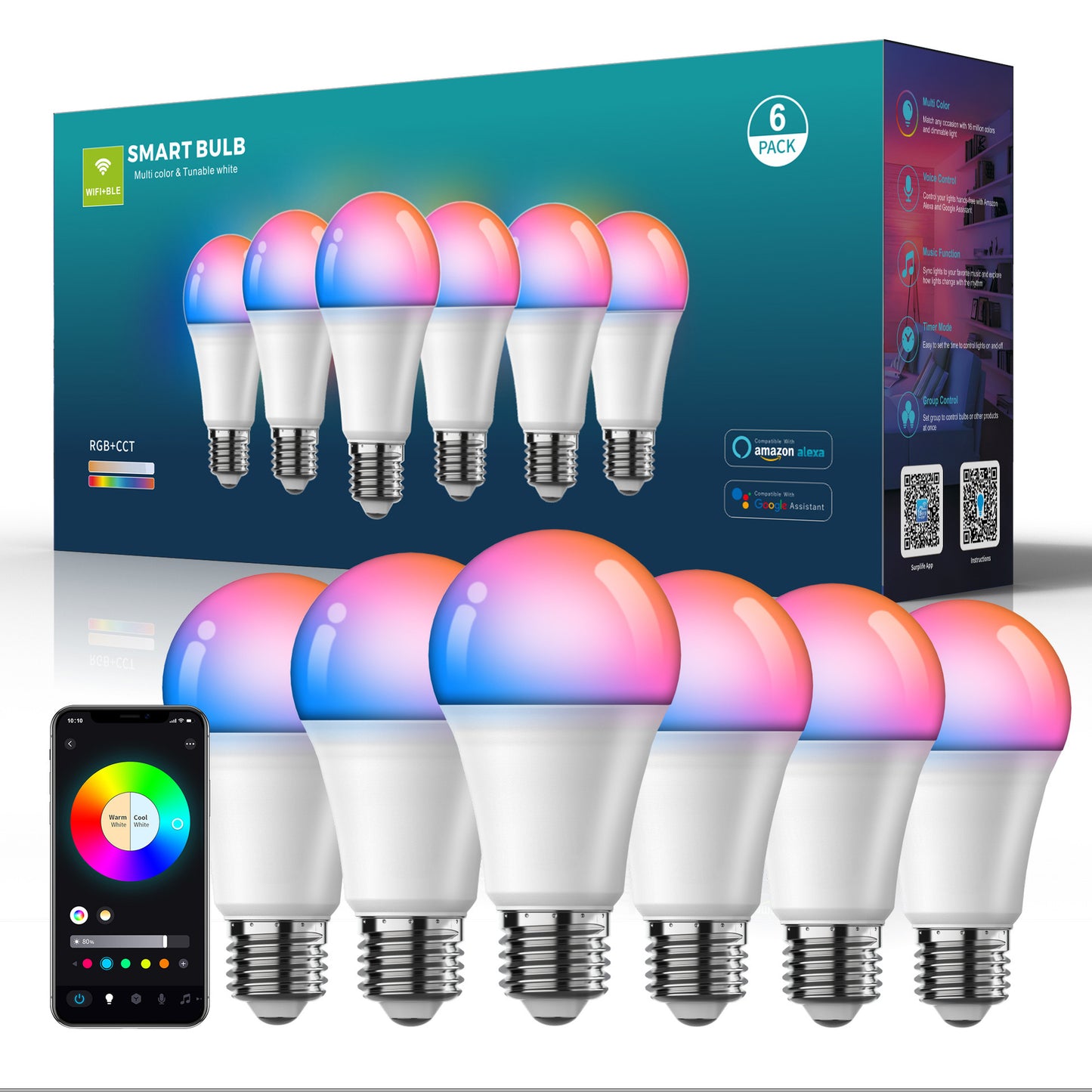 Smart Wifi Bluetooth demand And Corlor-changing Bulb