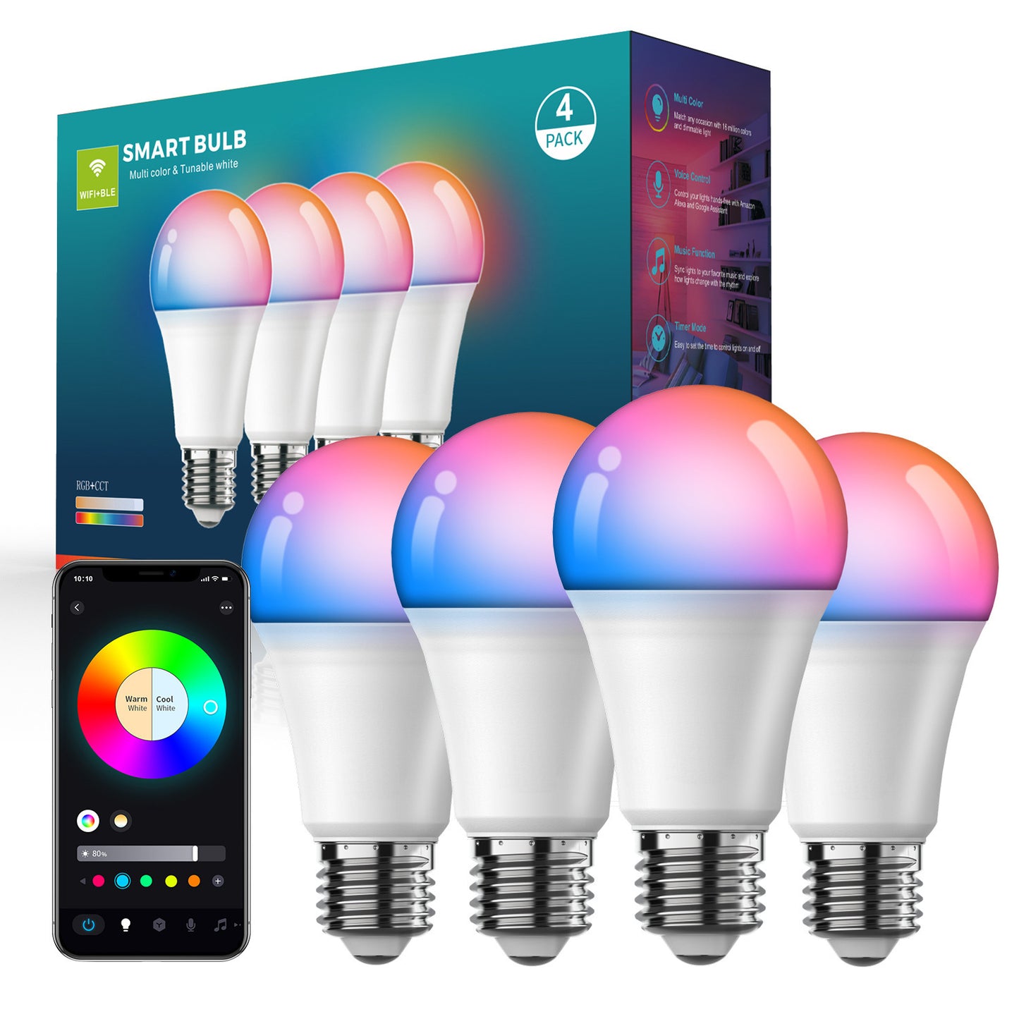 Smart Wifi Bluetooth demand And Corlor-changing Bulb